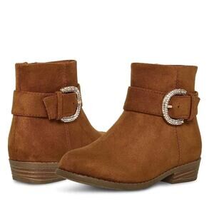 New STEVE MADDEN Kids Buckled Cognac Brown Ankle Boots with Buckle SIZE 8